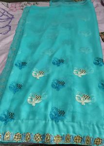 Elegant Aqua Blue Saree