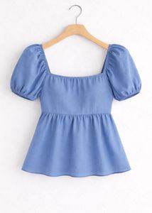 Blue Puff Sleeve Top - New with Tags