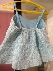 Cute Blue Embroidered Top