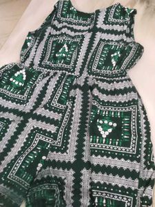 One Time Used  In Goa Trip -Green Patterned Romper