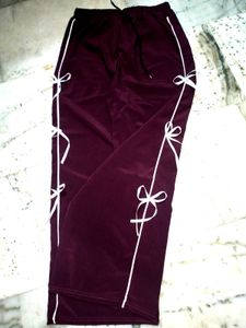 Burgundy Ribbon Tie Track Pants