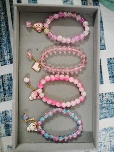 Beaded Charm Bracelets (Set of 4)