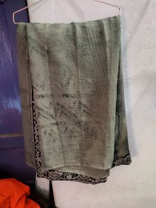 Grey Saree With Embroidery Blouse