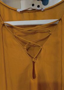 ZARA Mustard Bodysuit Blouse with Balloon Sleeves
