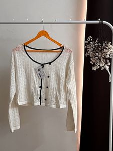 New Korean White Crochet Top