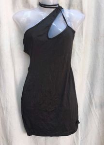 142812. Chic Black One-Shoulder Mini Dress