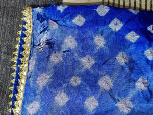 Blue Gotta Patti Bandhani Art Silk Palazzo Suit