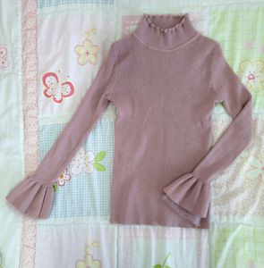 Pretty Pink Rib-Knit Turtleneck