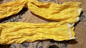 totally unsed Yellow Textured Cotton Pants