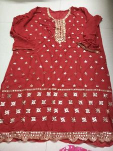 Red & Gold Embellished Lehga Set