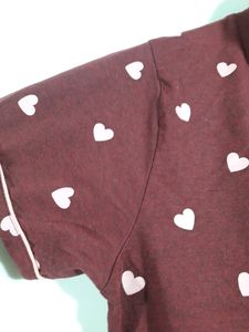 Maroon Printed Nightsuit Top Only  ( Women&#39;s )
