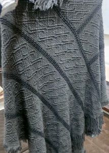 Gray Knitted Poncho