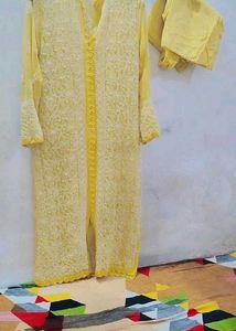 Yellow Chikankari Kurti For Girls And Women Size I