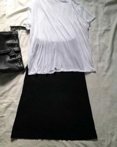 Black Wool Midi Skirt