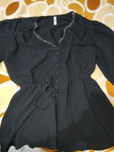 Elegant Black Button-Down Top