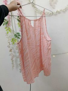Peach Patterned Sleeveless Top