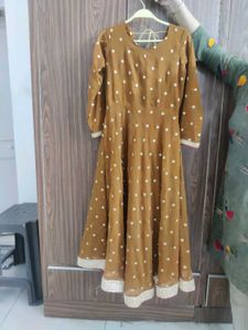 Brown Polka Dot Anarkali Dress