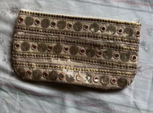 Embroidered Sequin Pouch