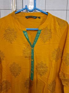 Yellow Printed Kurta