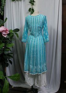 Turquoise Chikankari Tunic
