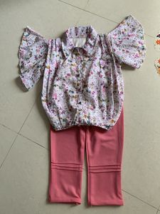 Floral Top & Pink Pants Set