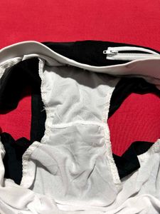 Black &amp; White Sporty Shorts Zip Pocket