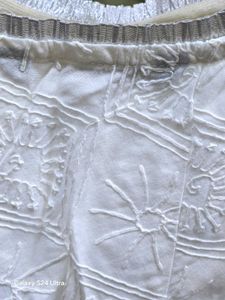 White Embroidered Pure Cotton zari neckline sleeve