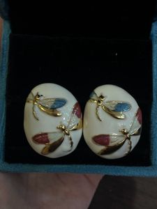 WHITE DRAGON FLY EARRINGS
