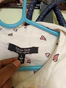 Heart Print Tie-Waist Blouse