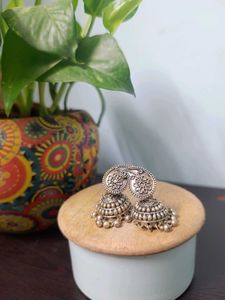 Set Of Silver Jhumka Earrings