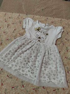 Heart Print Layered Dress With Micky Mouse Tshirt