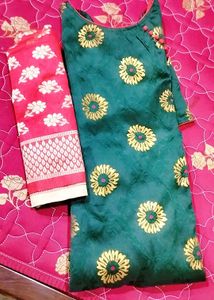 beautiful threads work suit with red duppata