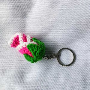 Crochet Rose Keychain
