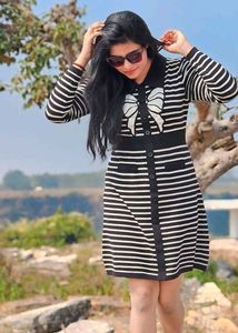 Striped Knit Sweater Dress