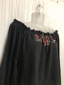 Bershka Black Off the Shoulder Top