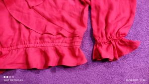 Red Ruffle Blouse