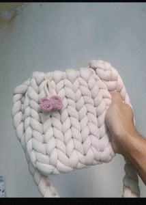 cute handmade crochet bag with charm