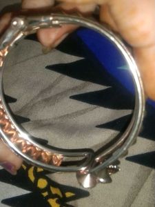 Silver &amp; Rose Gold Tone Bangle Bracelet