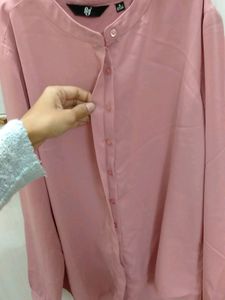 Very Pretty Pink Colour Formal Top With Mandarin[C