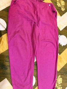 Pink Linen Blend Pants