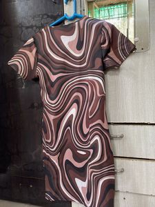 Brown Swirl Bodycon Dress