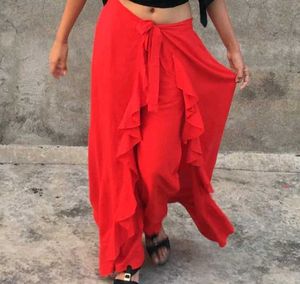 Red Ruffle Palazo