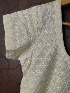 Cute Cream Yellow Chikan Kurta