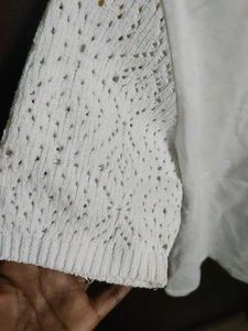 White Crochet Sleeve Top