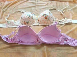Yellow And Pink Colours Padded Bras Very Soft.