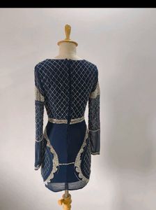 Maya navy beaded mini dress