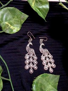 Antique Silver Peacock Earnings