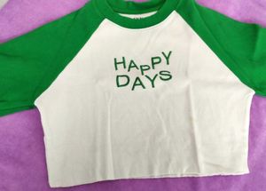 A Green nd White Cute Crop Top