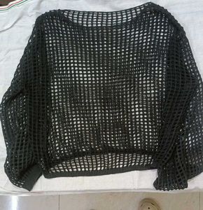 Crochet Mesh Black Top
