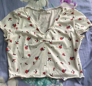 Floral White Crop Top